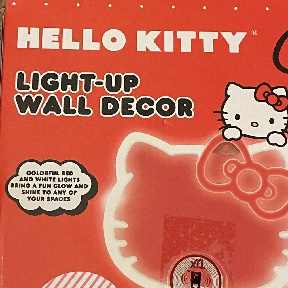 New!! HELLO KITTY Red Light-Up Wall Decor-Small